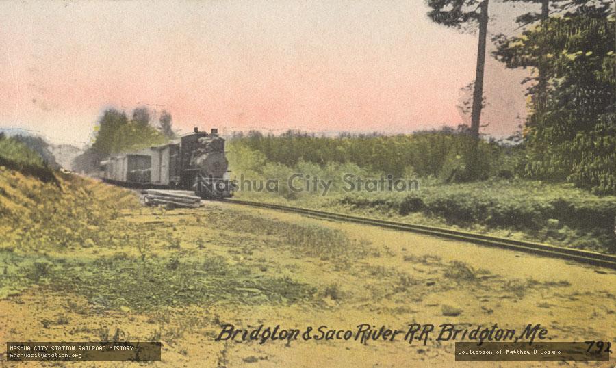 Postcard: Bridgton & Saco River Railroad, Bridgton, Maine